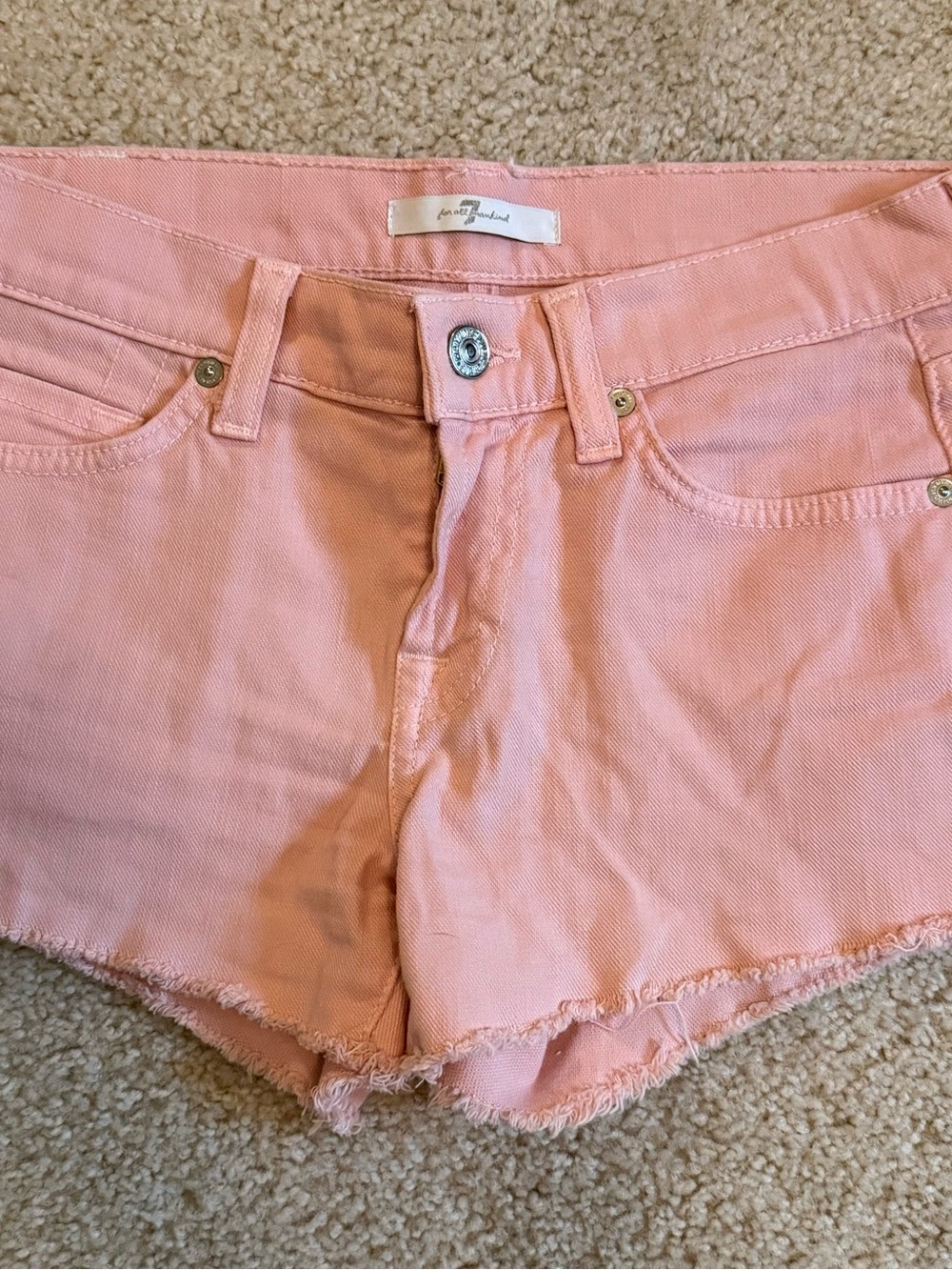 7 For All Mankind Pink Denim Cutoff Shorts